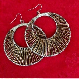 Bronze bead hoop earrings